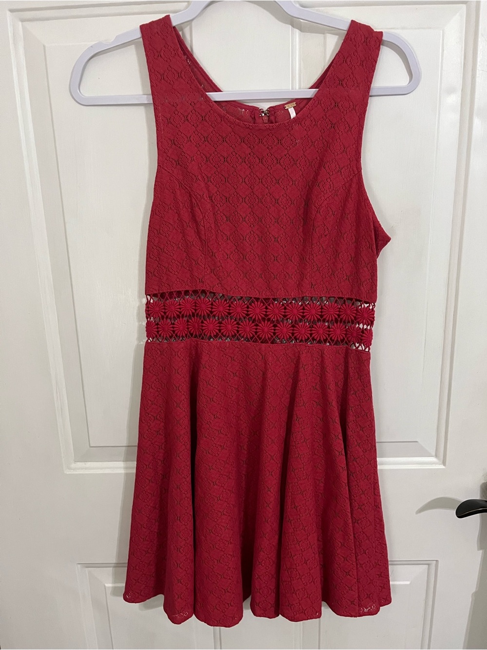 Free People Red Crochet Lace Top